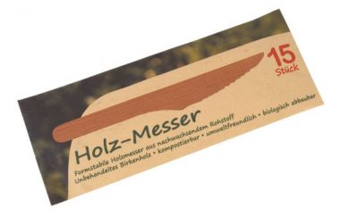 Holz-Besteck - Messer, 15er Pack 