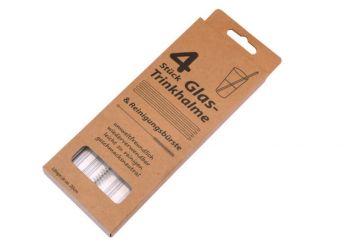 Glas-Trinkhalme 4er Pack + Reinigungsbürste 