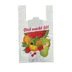 Hemdchentragetasche – Obst macht Fit Weiß (Maße 320 × 180 × 550 mm – 85,00 € netto / Karton – Made in Türkiye) 
