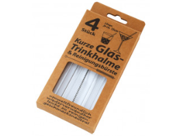 Kurze Glastrinkhalme, 4er Pack 