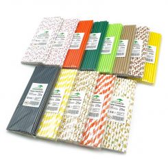 Trinkhalme aus Papier, 25er Pack, verschiedene Farben 