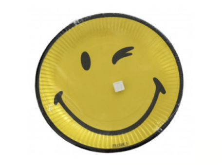 Partyteller "Smiley", 8er Pack 
